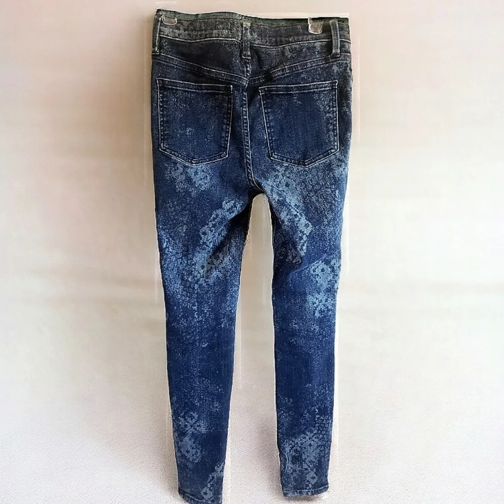 Free People Jeggings Blue Denim Marbled 27 Y2K Stretchy Casual Skinny Girl Jeans